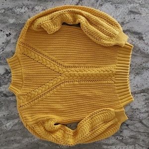 Marled Knit Balloon Sleeve Mock Neck Sweater Yellow Extra Small